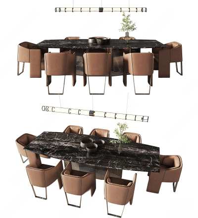 现代餐桌椅组合3D模型下载